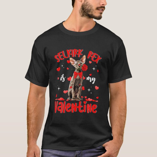 Funny Peterbald Is My Valentine Cat Dad Cat Mom T-Shirt (Front)