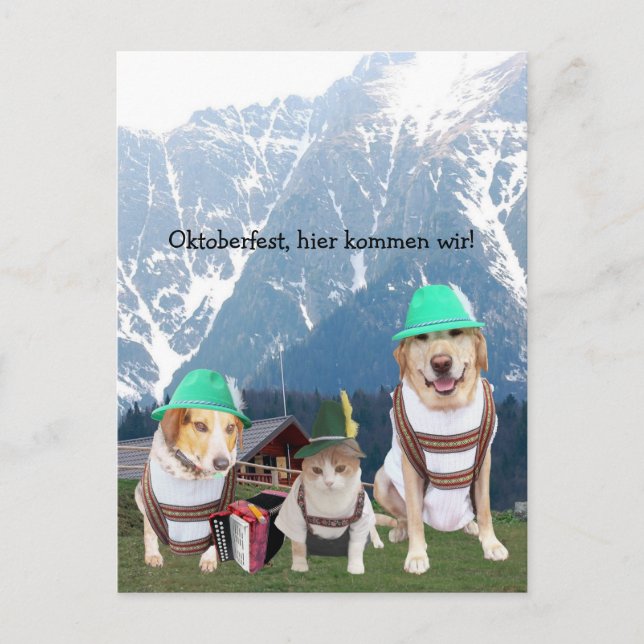 Funny Pets Oktoberfest Postcard (Front)