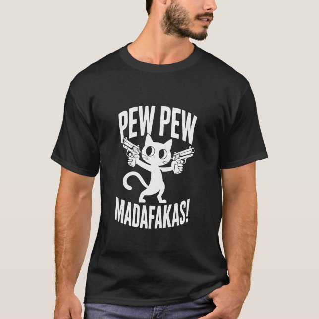 Funny Pew Cat Graphic T-Shirt (Front)
