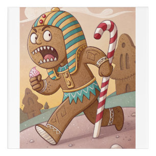 Funny Pharaoh Gingerbread Cookie with Candy Cane – Acrylic Print