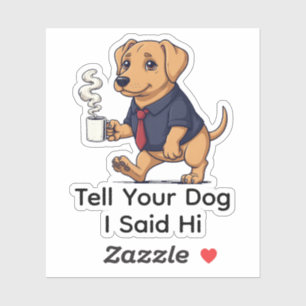 Funny Pharaoh Hound Dog Business Suit Coffee Sticker