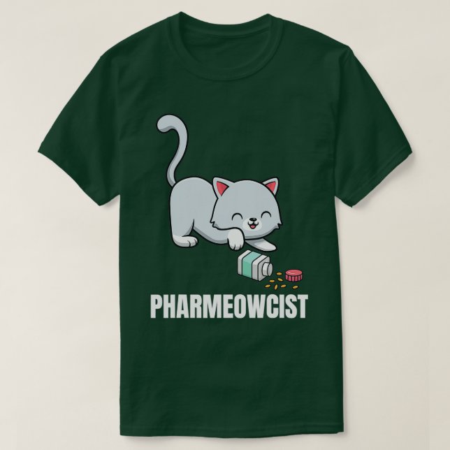 Funny Pharmacist Cat Pharmacy T-Shirt (Design Front)