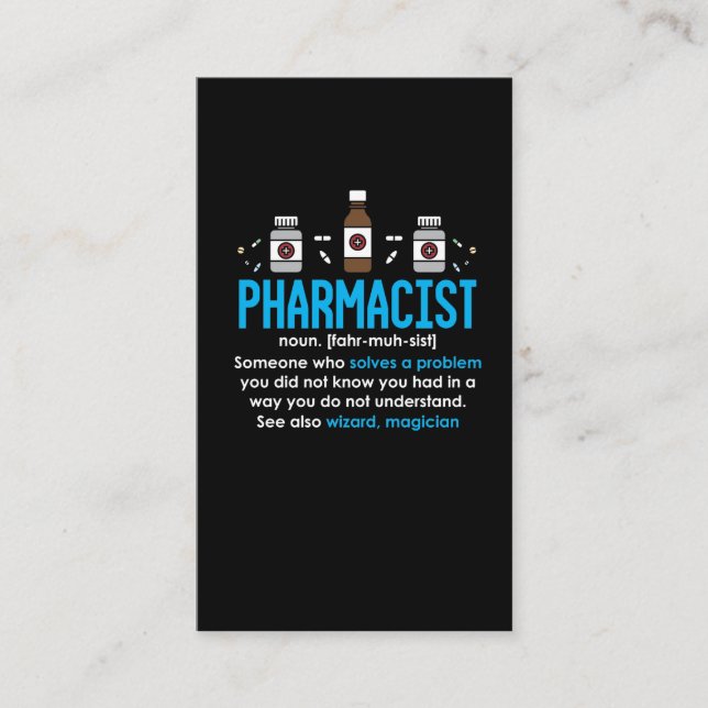 Funny Pharmacist Definition Pharmacy Employee Business Card (Front)