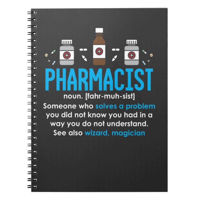 Funny Pharmacist Definition Pharmacy Employee Notebook (Front)