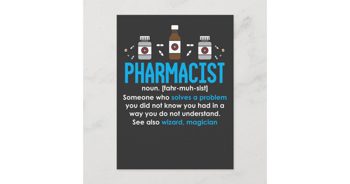 Funny Pharmacist Definition Pharmacy Employee Postcard Zazzle