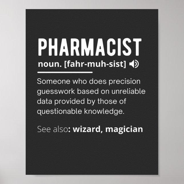 funny pharmacist definition sarcastic T-Shirt Note Poster (Front)