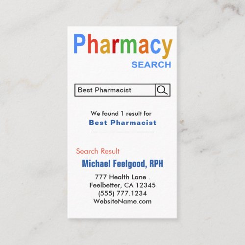 Funny Pharmacist Search Advertising  Business Card
