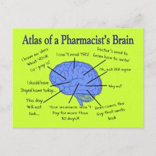 Funny Pharmacist's Brain Gifts Postcard