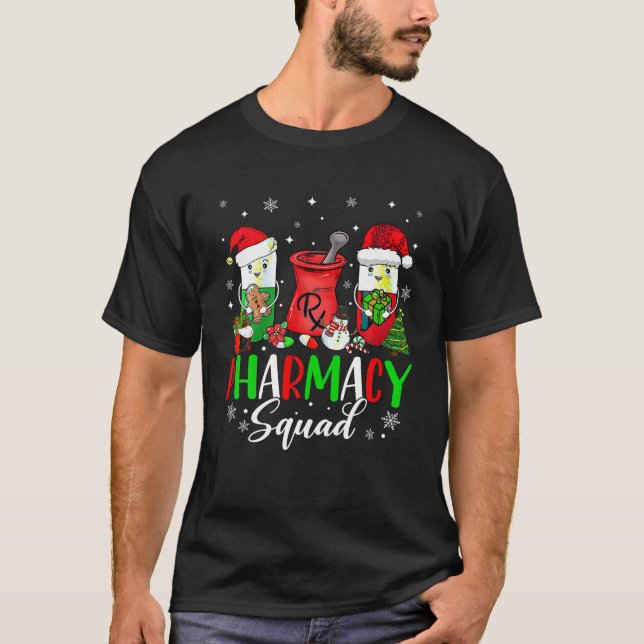 Funny Pharmacy Tech Squad Christmas Matching Holid T-Shirt (Front)