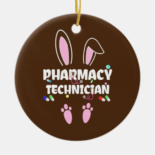 Funny Pharmacy Technician Bunny Pharmacist Happy Ceramic Ornament