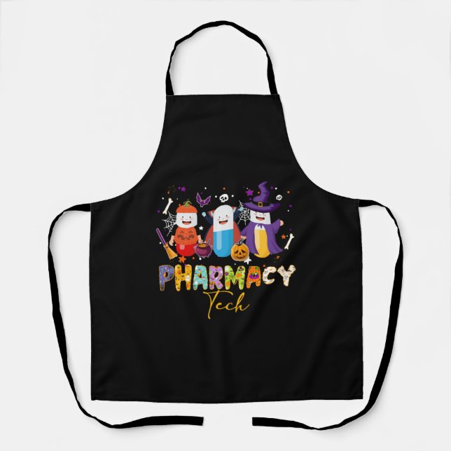 Funny Pharmacy Technician Pharmacist Halloween Apron (Front)