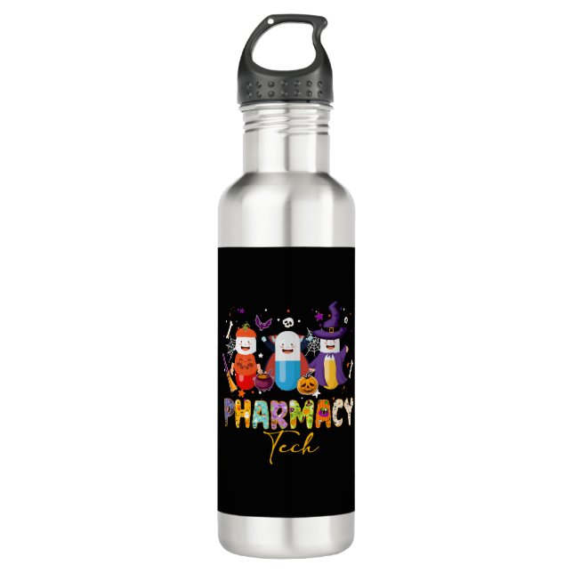 Funny Pharmacy Technician Pharmacist Halloween Stainless Steel Water Bottle (Front)
