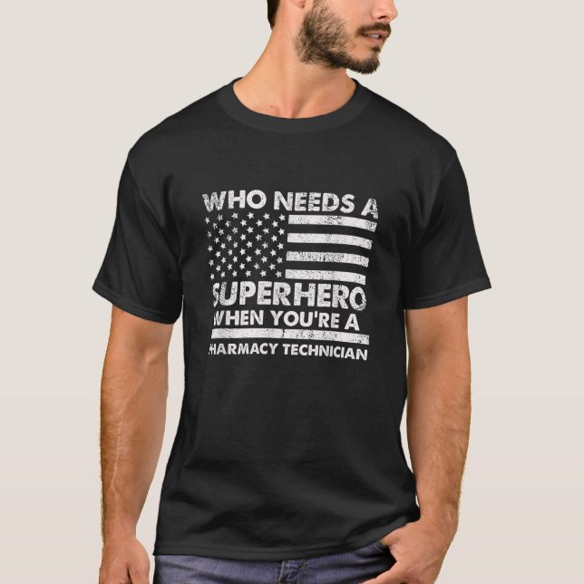 Funny Pharmacy Technician Superhero Vintage Tee Fo (Front)