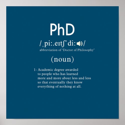 funny phd definition square poster