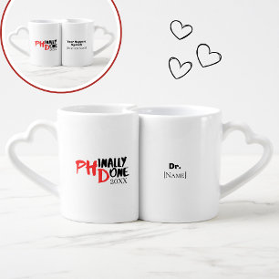 Funny PhD Graduation Matching Personalized Coffee Mug Set
