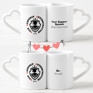 Funny PhD Graduation Matching Personalized Coffee Mug Set
