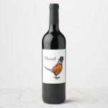 Funny Pheasant In Hat Wine Label at Zazzle