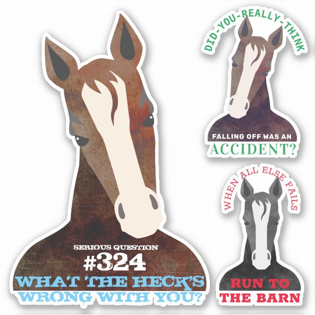 Funny philosophical horses common sense stickers (Front)