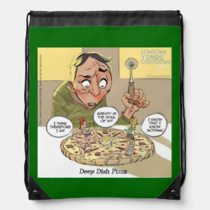 Funny Philosophy DeepDishPizza Drawstring Backpack