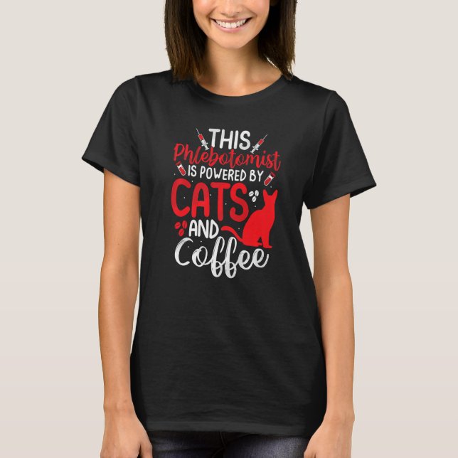 Funny Phlebotomy Phlebotomist Nurse Funny Cat Love T-Shirt (Front)