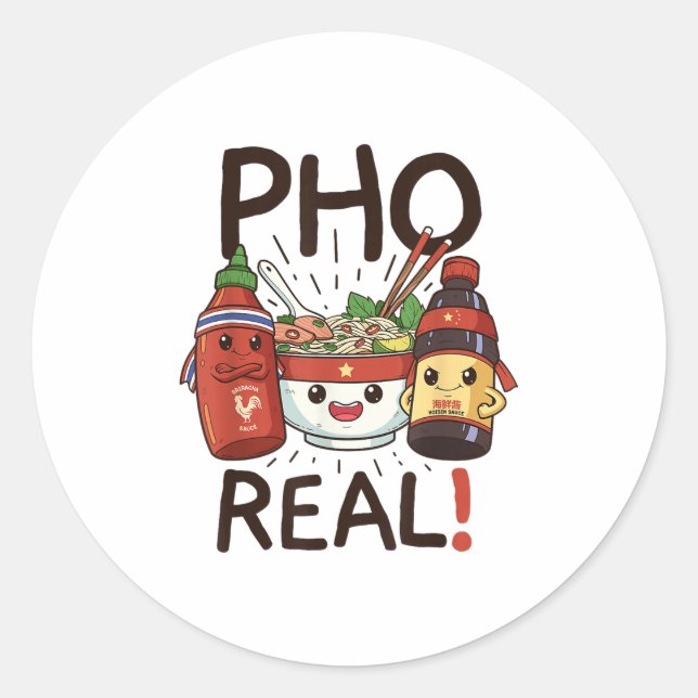 Funny Pho Threads Co. Fun Vietnamese Pho Noodle So Classic Round Sticker (Front)