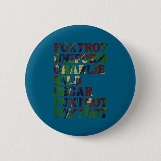 Funny Phonetic Alphabet Nato Military Lice Army Ta Button (Front)