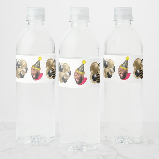 Funny Photo 30th Birthday Water Bottle Label (Bottles)