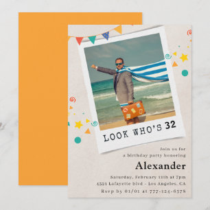 Funny Photo 32nd birthday invitations Men