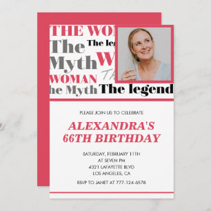 Funny Photo 66th birthday invitation Contemporary