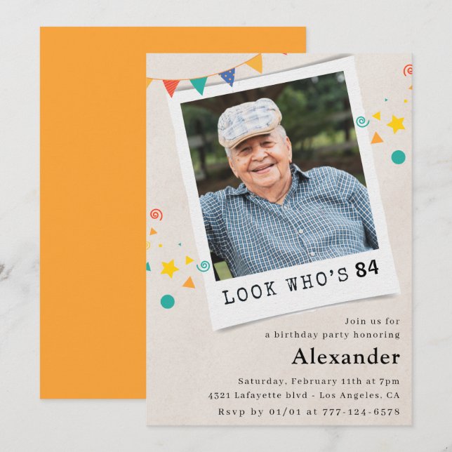 Funny Photo 84th birthday invitations Men (Front/Back)