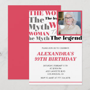 Funny Photo 99th birthday invitation Contemporary
