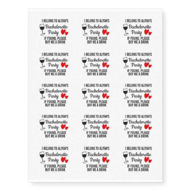 Funny Photo Bachelorette Party Wrist Temporary Tattoos (Front)