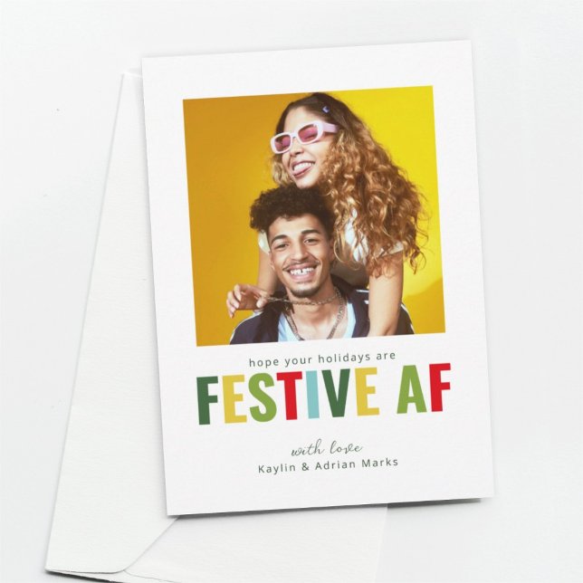Funny Photo Christmas Card Festive AF (Creator Uploaded)