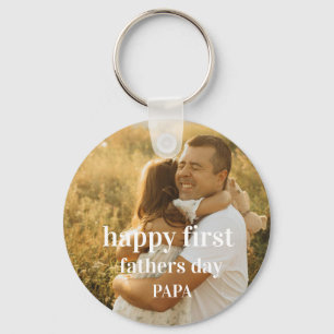 funny photo collage happy first fathers day pap keychain