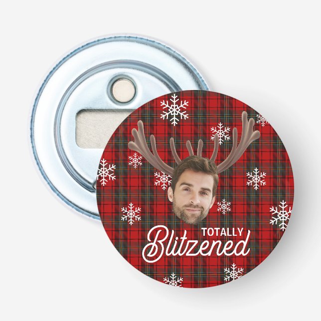 Funny Photo Face Blitzened Christmas Custom Gift Bottle Opener (Front)