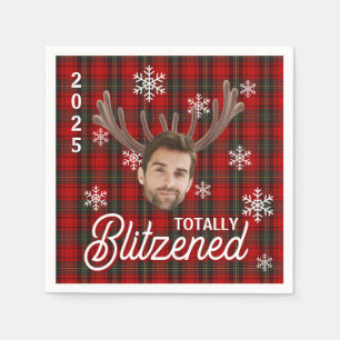 Funny Photo Face Blitzened Christmas Custom Gift Napkins