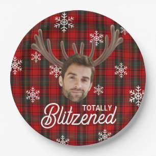 Funny Photo Face Blitzened Christmas Custom Gift Paper Plates