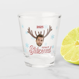 Funny Photo Face Blitzened Christmas Custom Gift Shot Glass