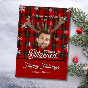 Funny Photo Face Blitzened Sarcastic Christmas Holiday Card