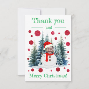 Funny Photo Face Merry Christmas and Thank You Card