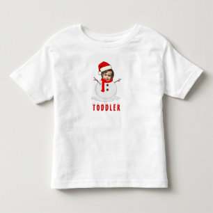 Funny Photo Face Snowman Christmas Toddler T-shirt