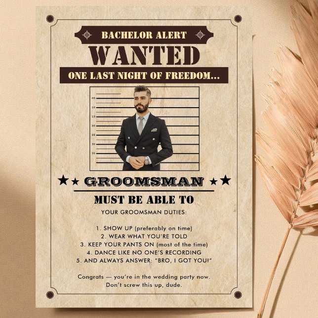 Funny Photo Groomsman  Invitation (Creator Uploaded)