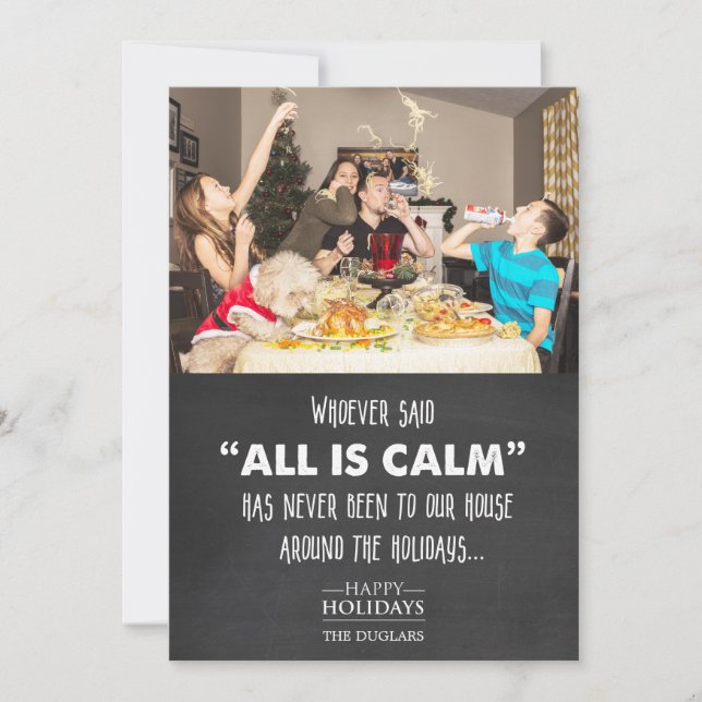 Funny Photo Holiday Christmas Chalk Greeting Card (Front)