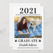 Funny Photo Home School Dog Class 2021 Graduate Announcement (Front/Back)