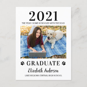Funny Photo Home School Dog Class Of 2021 Graduate Announcement Postcard