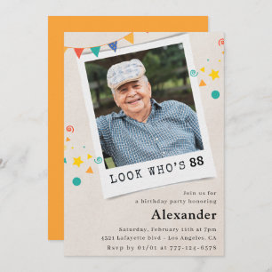 Funny Photo Men 88th birthday invitations 
