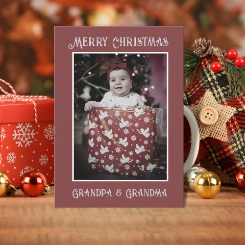 Funny Photo  Merry Christmas Grandpa Grandma Holiday Card