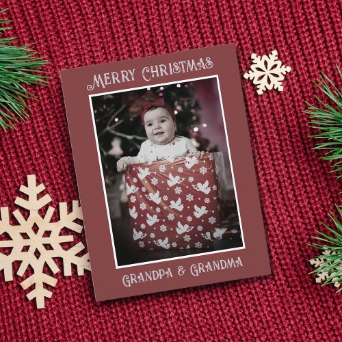 Funny Photo  Merry Christmas Grandpa Grandma Postcard