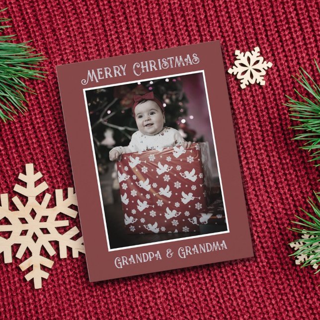 Funny Photo | Merry Christmas Grandpa Grandma Postcard (Creator Uploaded)