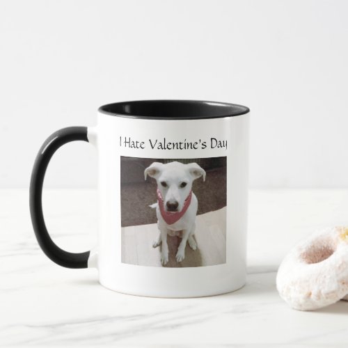 Funny Photo of Cute Dog Valentines Day Black Mug